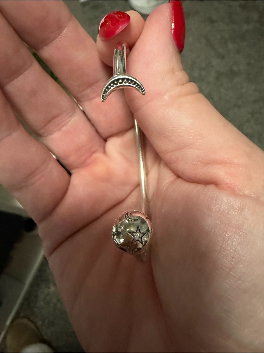 Pandora Silver Moon & Star Open Cuff Bracelet